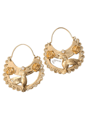 
                
                    Load image into Gallery viewer, Hummingbird Gold Arracada Earrings
                
            