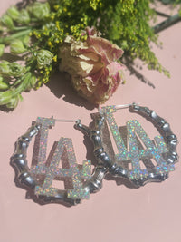 L.A. Silver Glitter Bamboo Hoops ilaments Jewelry