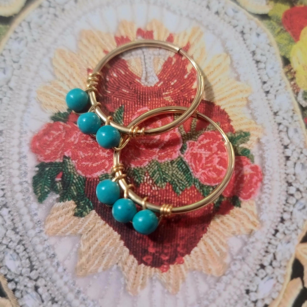 Turquoise 14kt Gold Fill Hoop Earrings