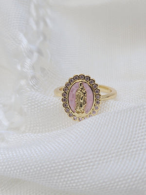 Virgencita Pink Cz Ring