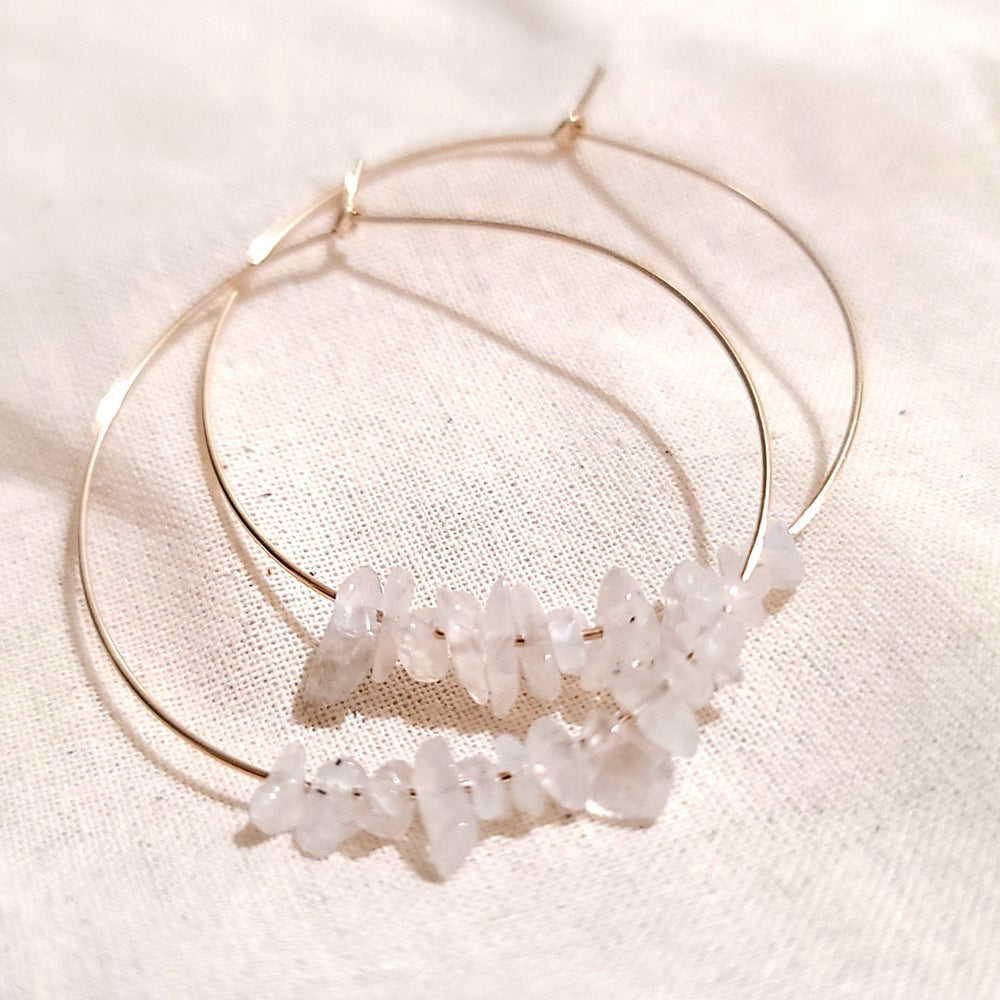 Moonstone Hoop Earrings