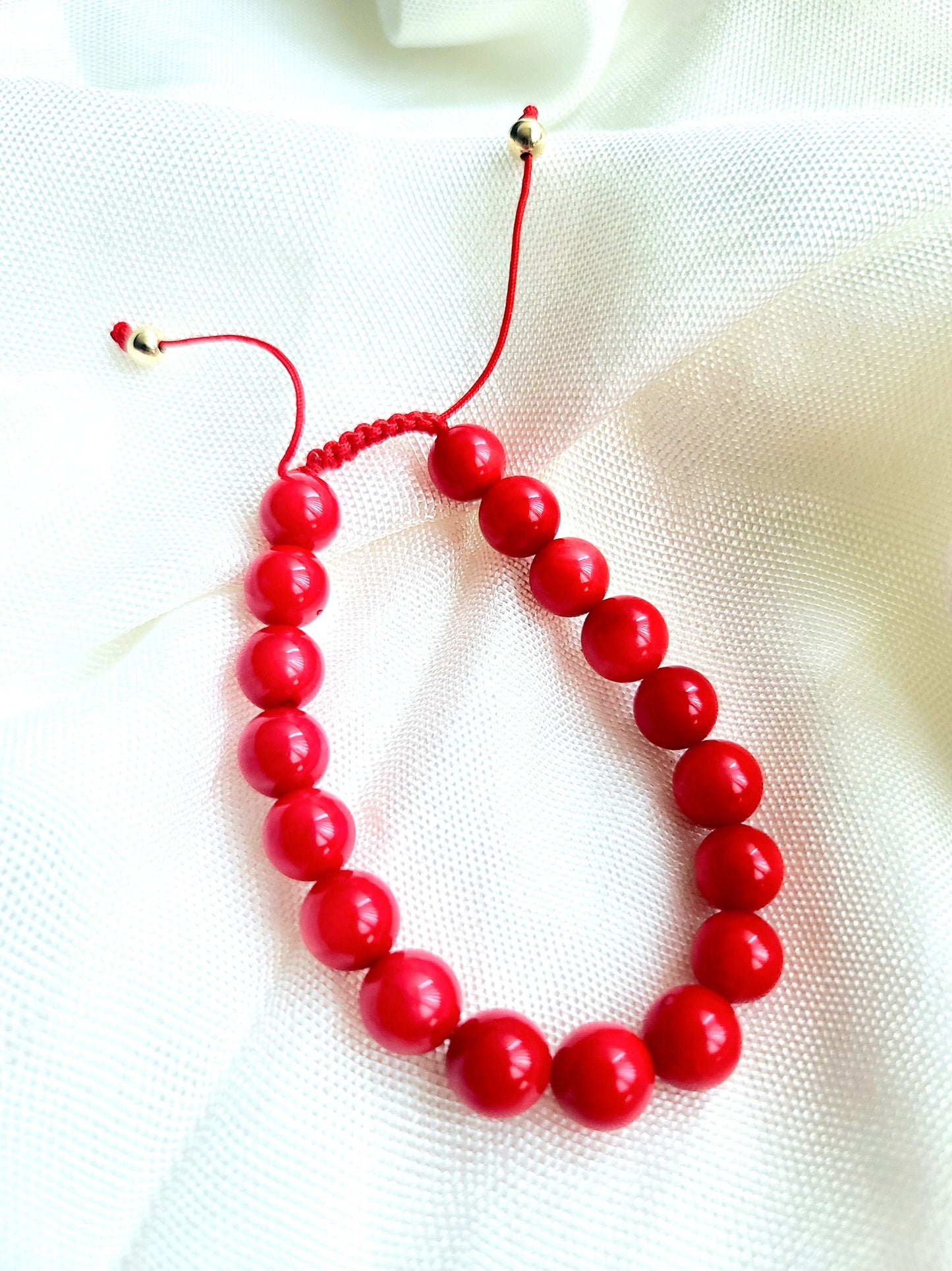 Root Chakra Coral Bamboo Bracelet