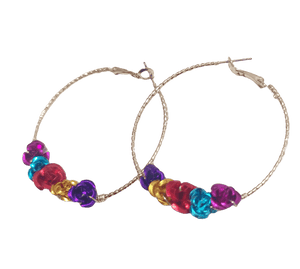 
                
                    Load image into Gallery viewer, Fiesta Floral Hoop Earrings
                
            