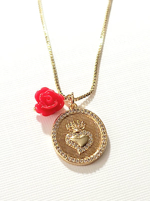 
                
                    Load image into Gallery viewer, Sacred Heart Charm Necklace
                
            