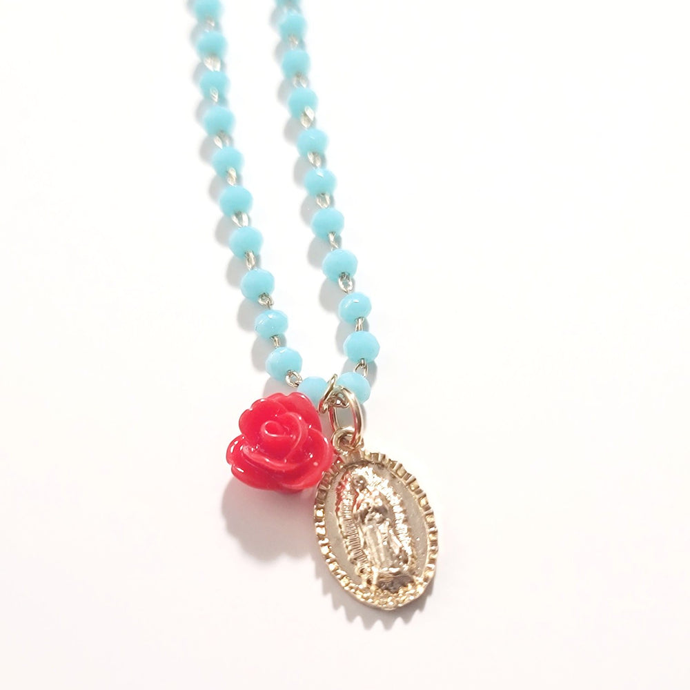 
                      
                        Virgen Crystal Rosary Necklace
                      
                    