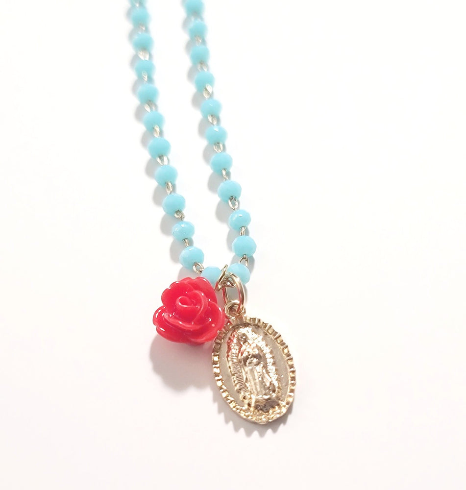 
                
                    Load image into Gallery viewer, Virgen Crystal Rosary Necklace
                
            
