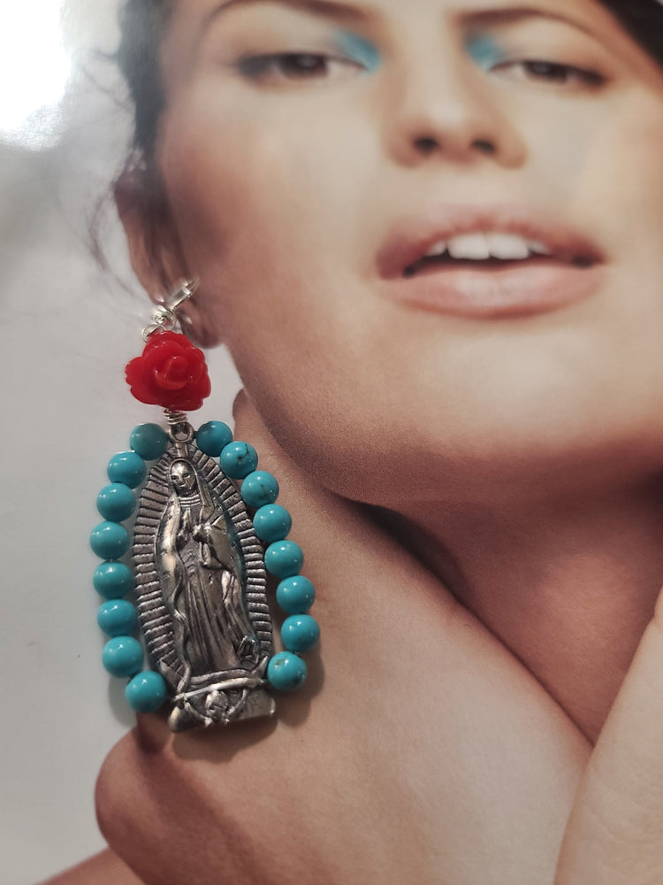 
                
                    Load image into Gallery viewer, Virgen Turquoise Altar Earrings
                
            