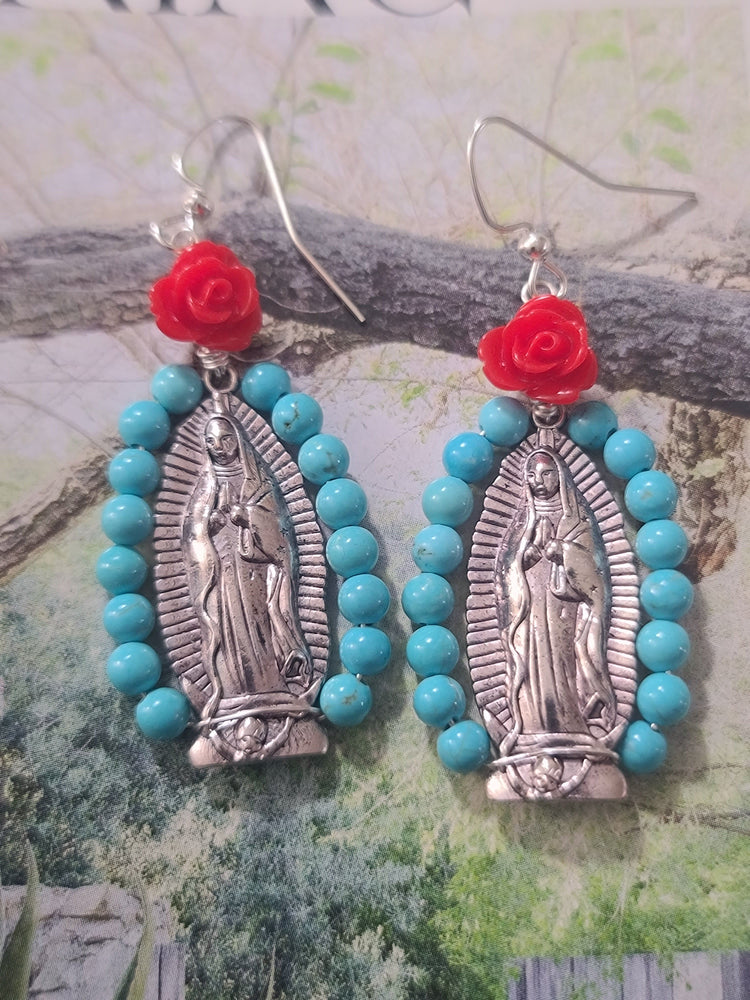 
                
                    Load image into Gallery viewer, Virgen Turquoise Altar Earrings
                
            
