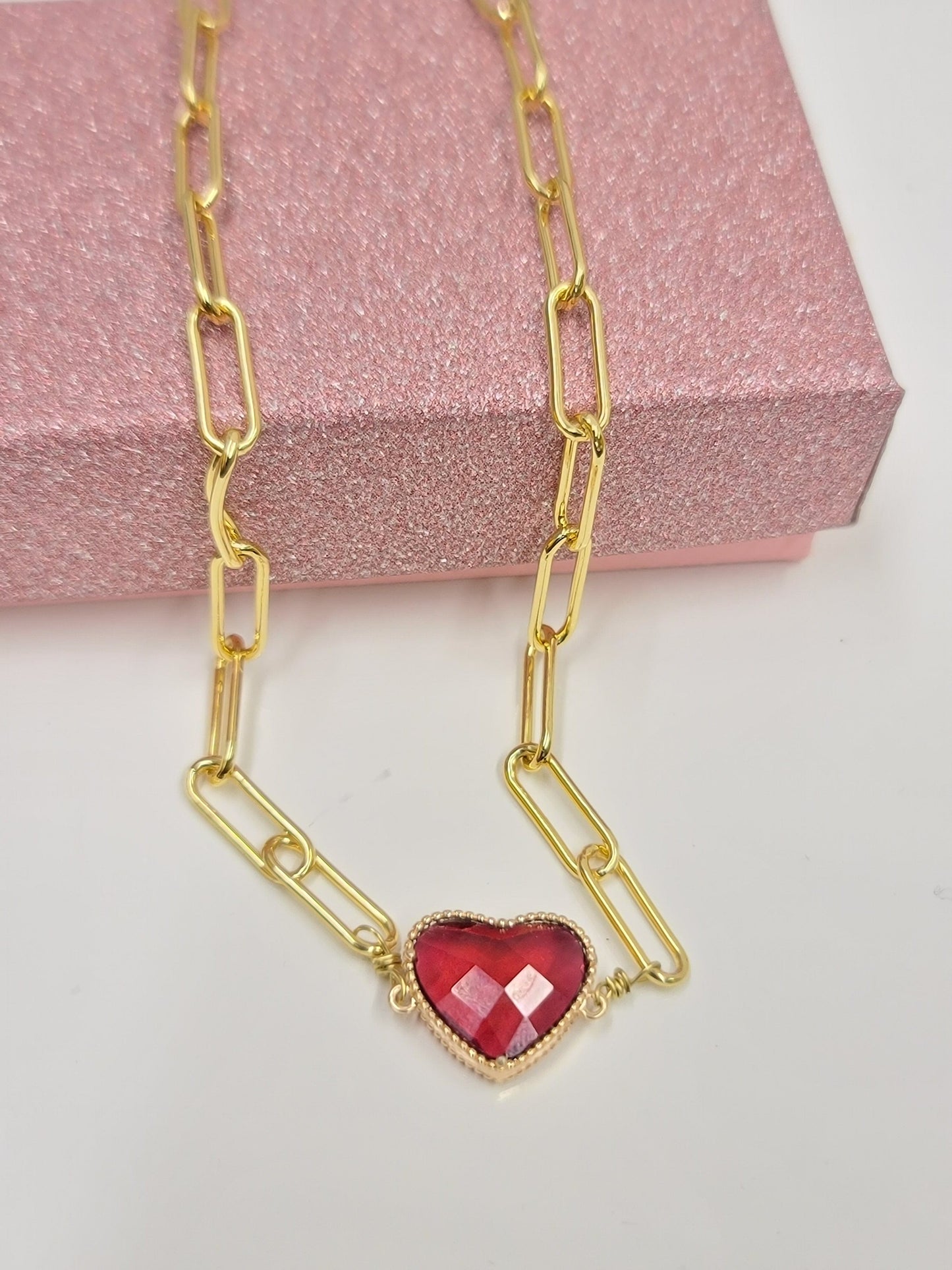 Heart Paperclip Chain Necklace