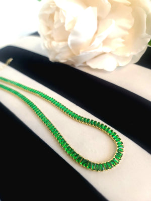 Emerald Cz Tennis Necklace