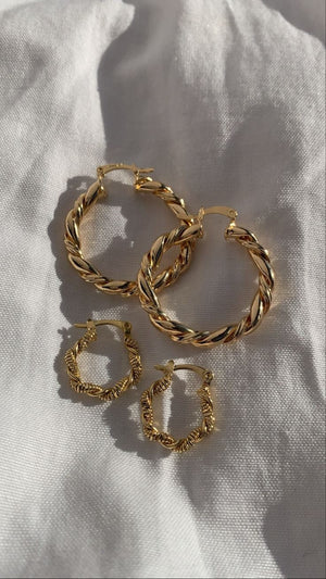Twisted Small Gold Hoop Earrings