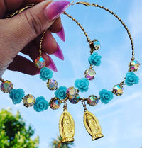 Virgencita Floral y Crystal Hoops ilamentsjewelry