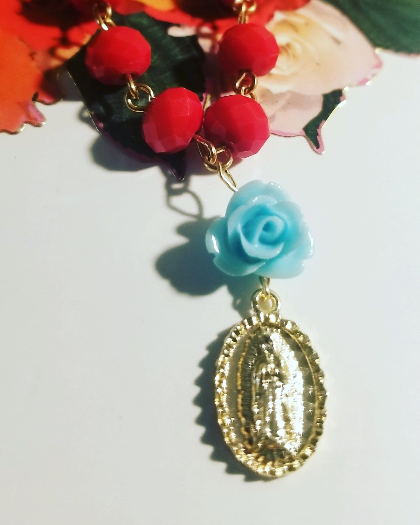Virgen Guadalupe Rosary Charm Necklace