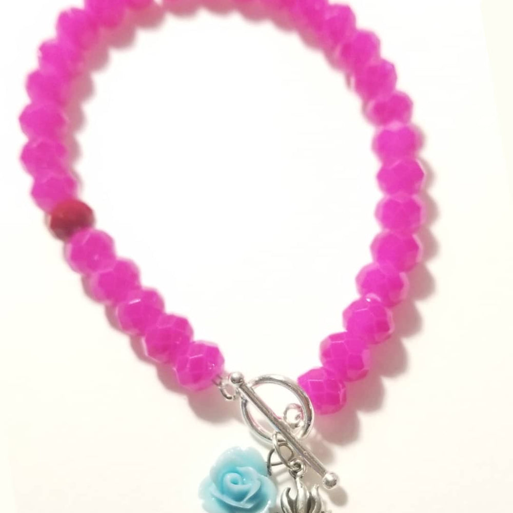 Sacred Heart Pink Crystal Bracelet