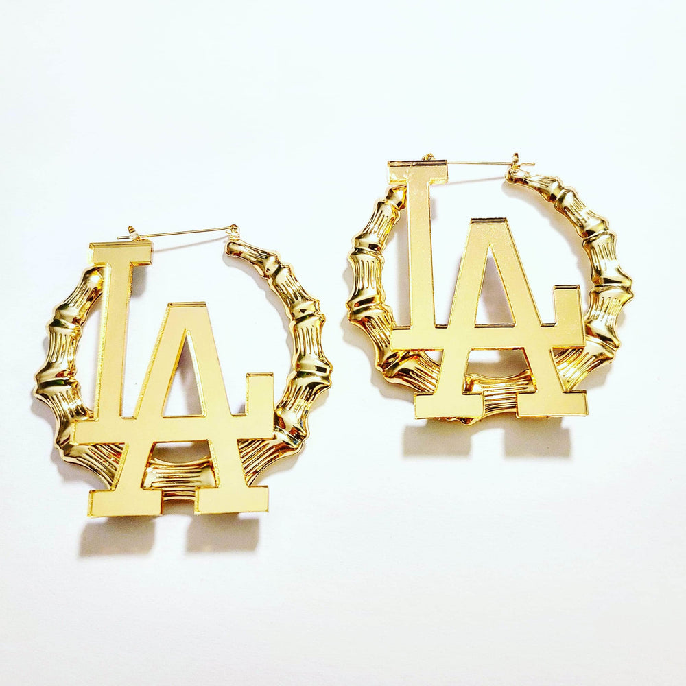 
                
                    Load image into Gallery viewer, L.A. Gold Bamboo Hoops
                
            
