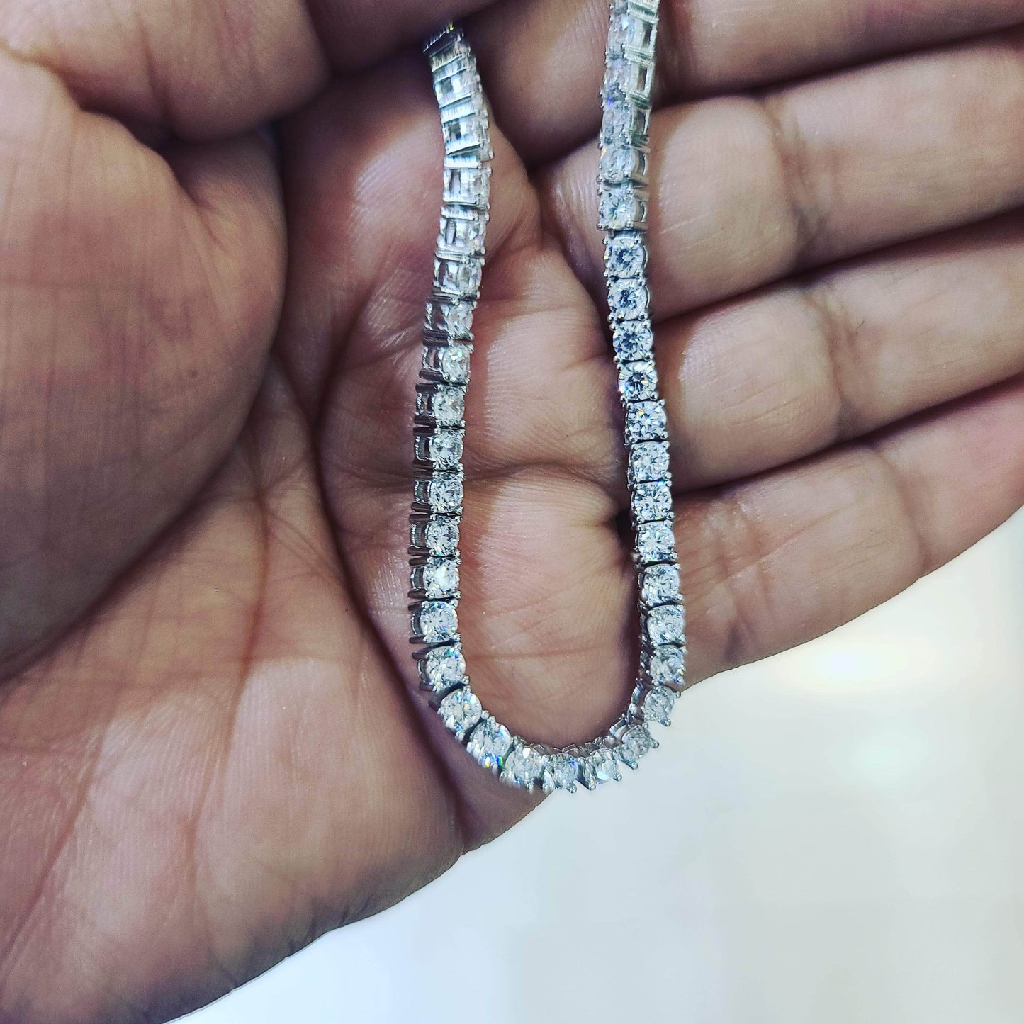 Tennis Cz Sterling Silver Necklace