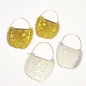 Papel Picado Oro Hoop Earrings