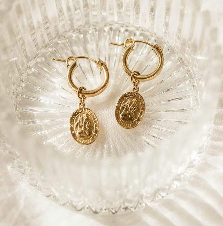
                
                    Load image into Gallery viewer, St. Christopher Charm Earrings
                
            