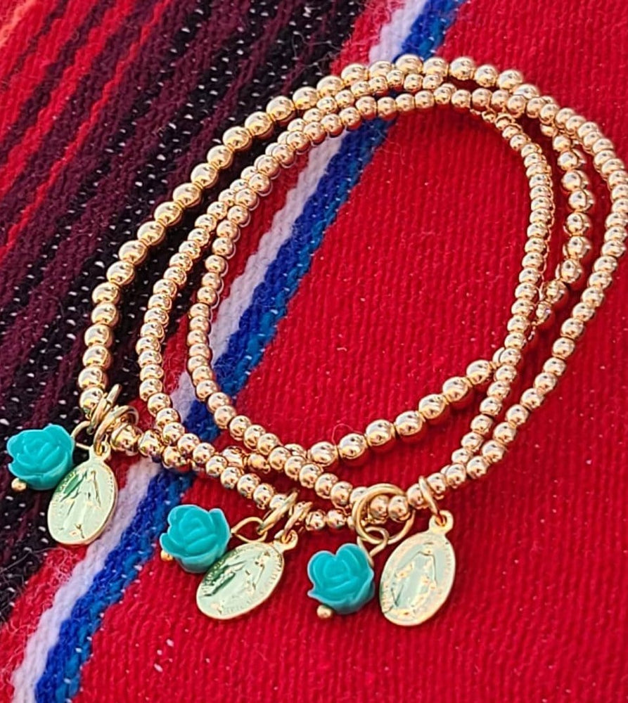
                
                    Load image into Gallery viewer, Virgencita Gold Bead Bracelet
                
            