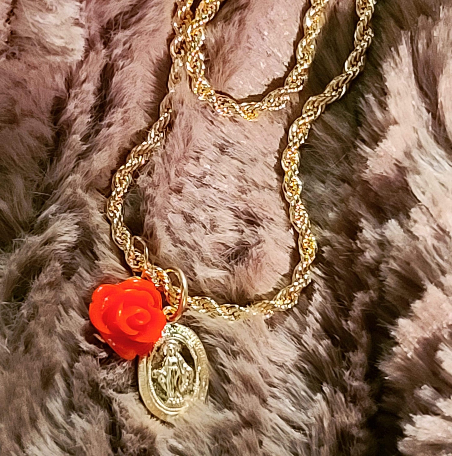 Virgen de Guadalupe Rope Chain Necklace