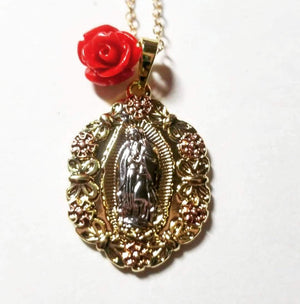 
                
                    Load image into Gallery viewer, Virgen de Guadalupe Charm Necklace
                
            