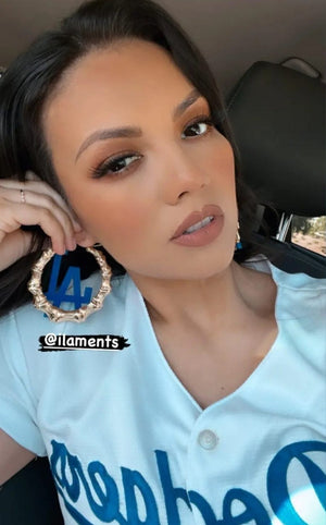 LA Dodger Reina Blue Bamboo Hoop Earrings