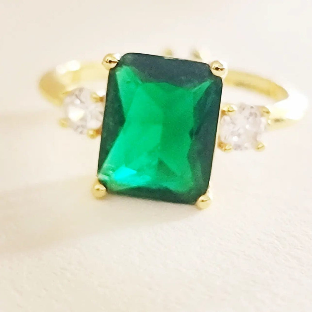Emerald Cut Crystal Ring