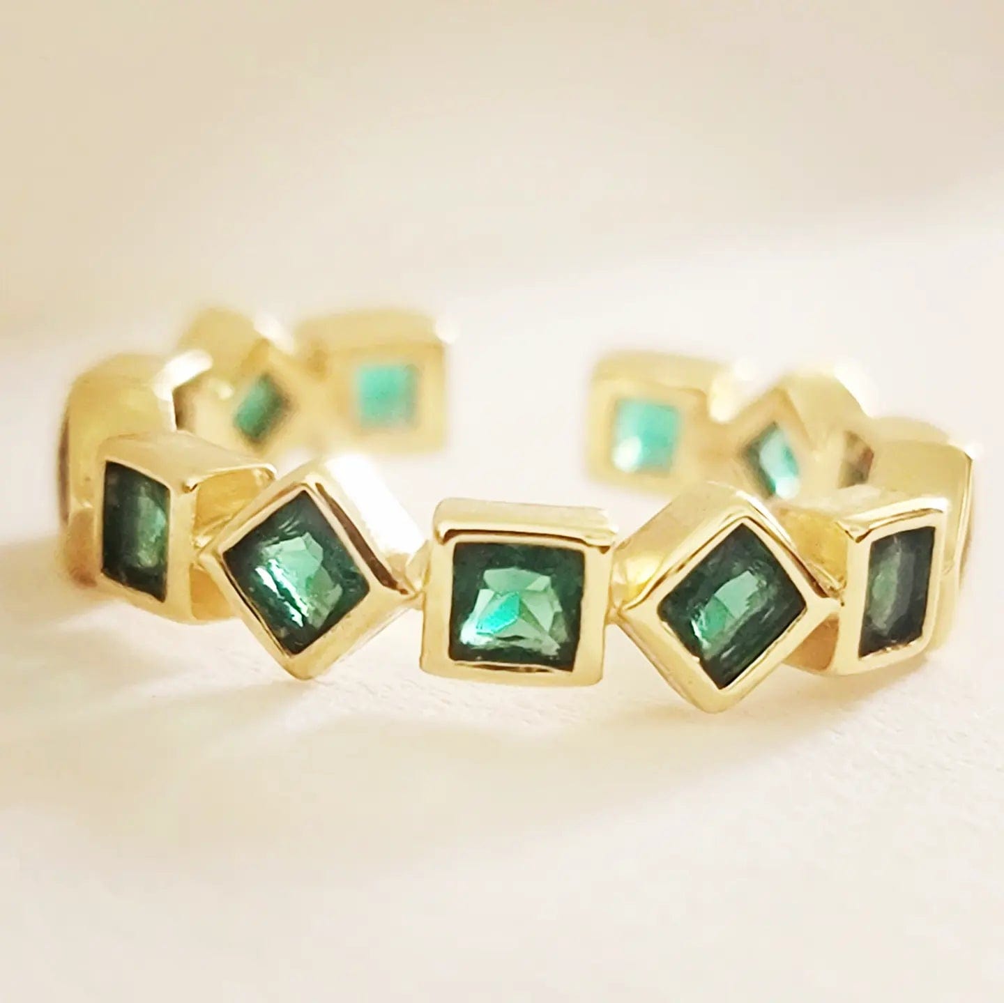 Emerald Crystal Ring Stack