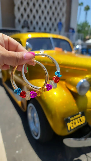 Virgen Floral Hoop Earrings