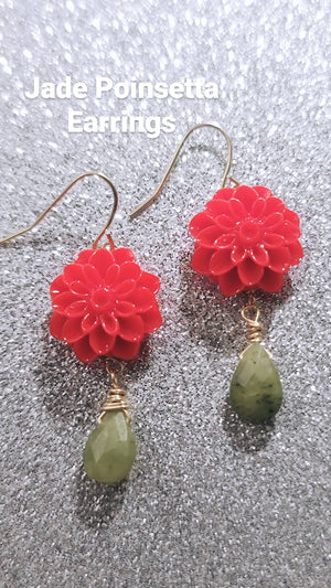 
                
                    Load image into Gallery viewer, Jade Poinsetta Earrings
                
            