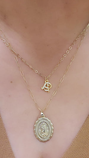 Old English Cz Initial Necklace