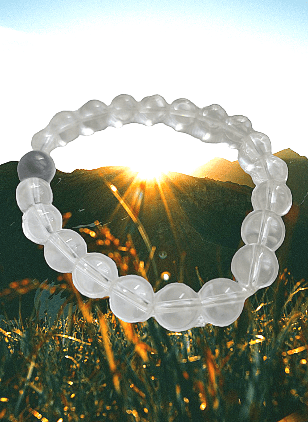 Clear Quartz Mens Bracelet