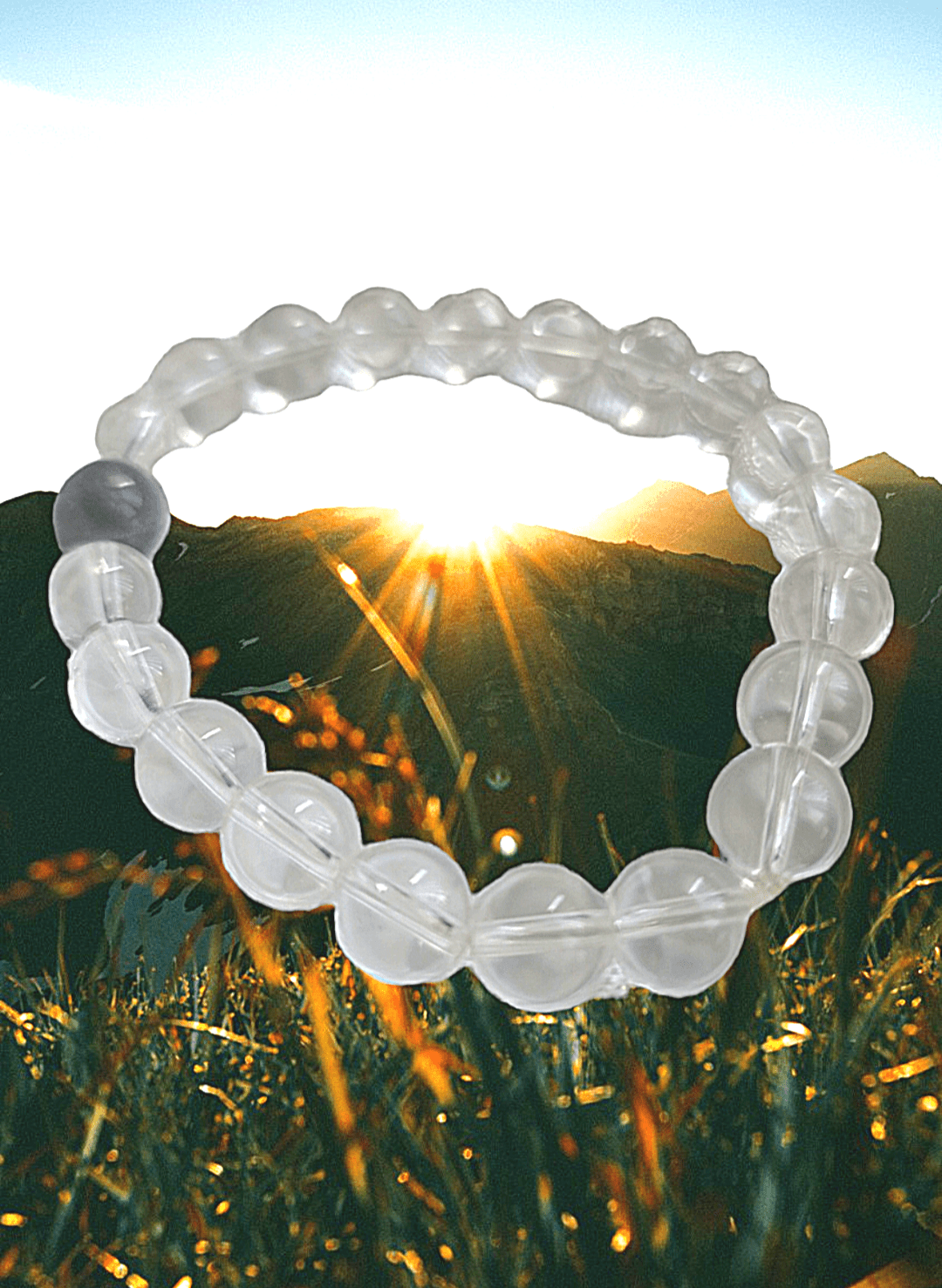 Clear Quartz Mens Bracelet