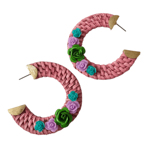 
                
                    Load image into Gallery viewer, Rosie Floral Woven Hoops
                
            