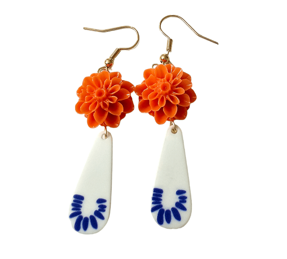 
                
                    Load image into Gallery viewer, Orange Blossom Talavera Earrings
                
            