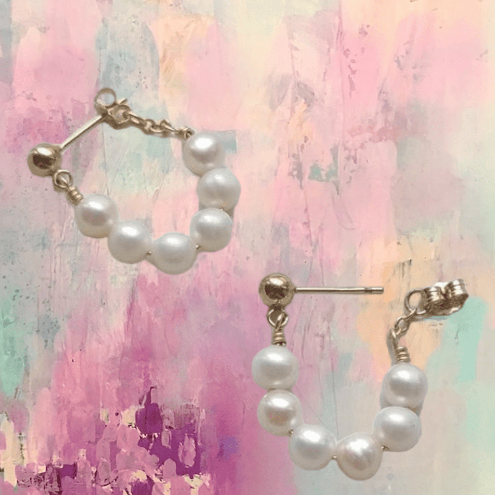 Pearl Wrap Post Earrings
