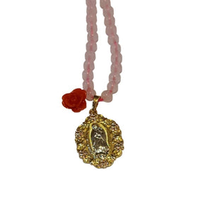 Rose Quartz Virgen Necklace
