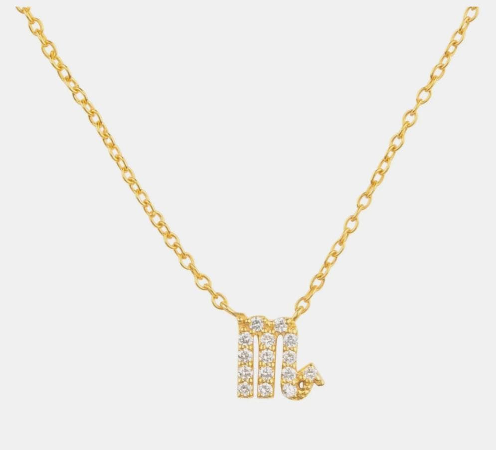 Zodiac 14kt Gold Cz & Diamond Necklace