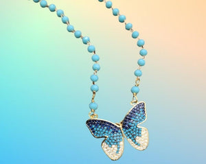 
                
                    Load image into Gallery viewer, Butterfly Crystal Rosary Necklace
                
            