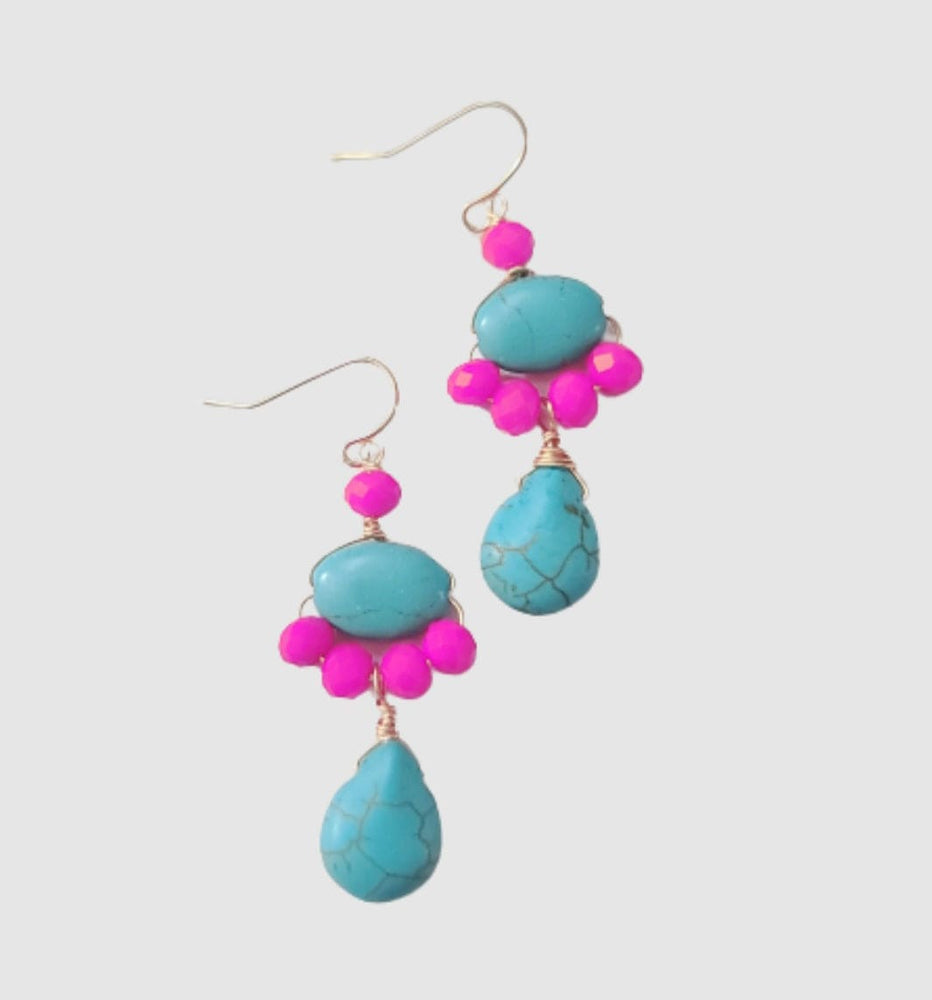 Turquoise Floral Drop Earrings