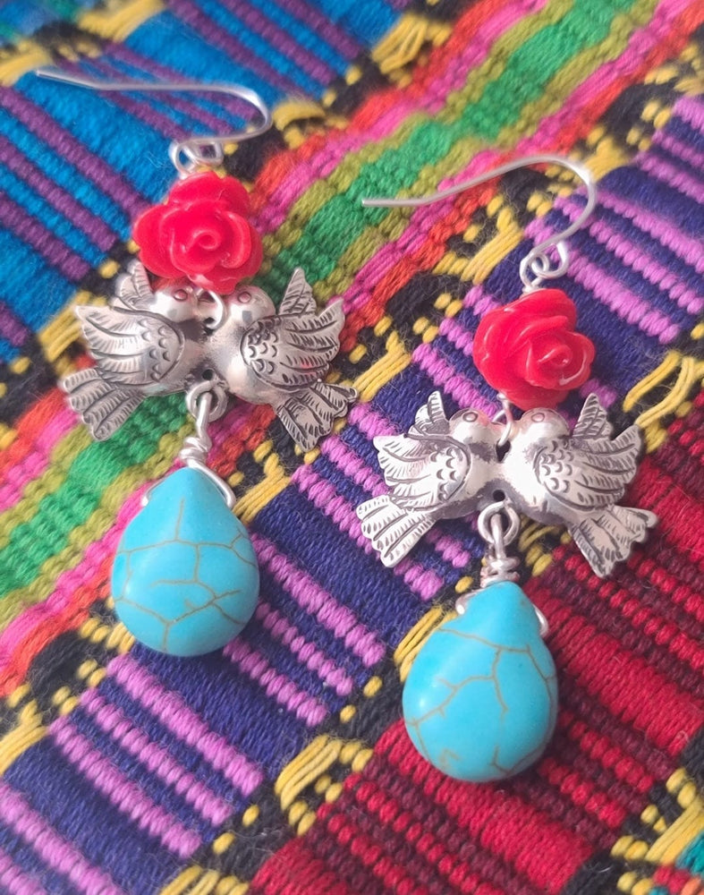 
                
                    Load image into Gallery viewer, Lovebird Turquoise Earrings
                
            