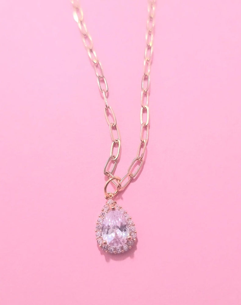 
                
                    Load image into Gallery viewer, Pear Cz Paperlink Necklace
                
            