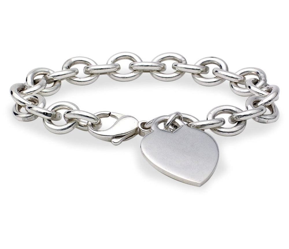 
                
                    Load image into Gallery viewer, Heart Sterling Charm Bracelet
                
            