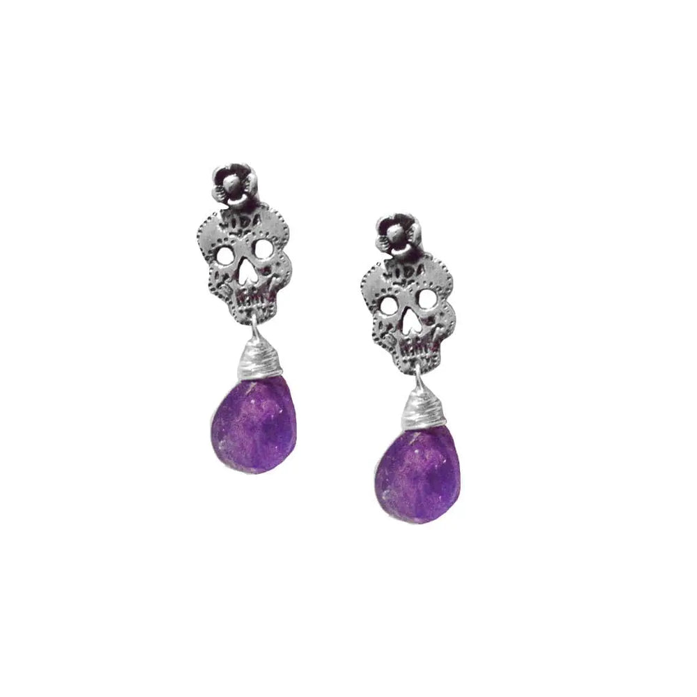 Dia de Los Muertos Amethyst Earrings