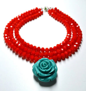 Rosa Crystal Rose Necklace
